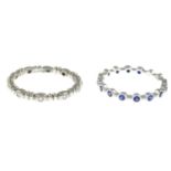 18ct gold sapphire full eternity ring, hallmarks for 18ct gold, ring size L, 1.6gms.