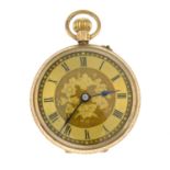 A late Victorian 9ct gold engraved fob watch.Import marks for London, partially indistinct.