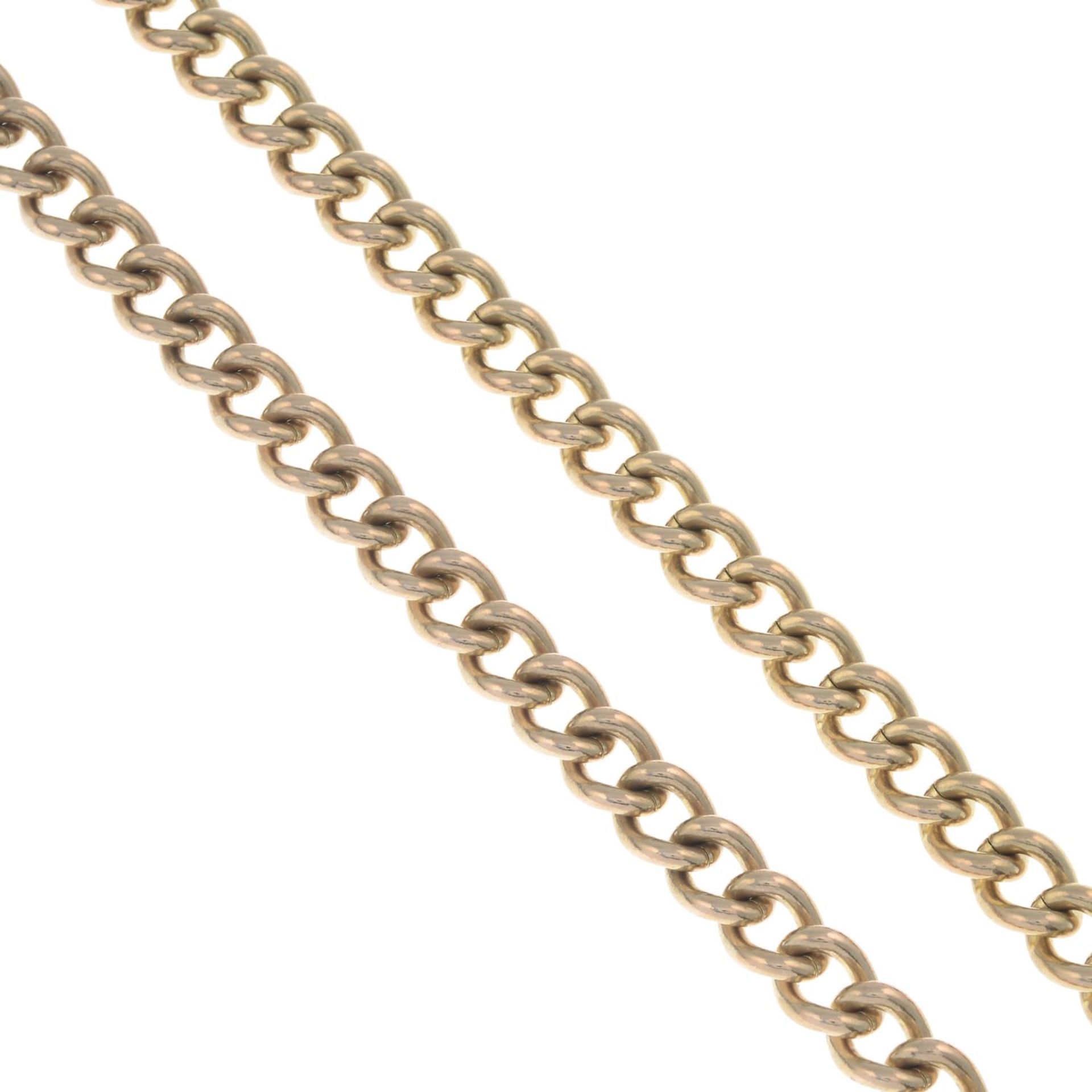 A curb-link necklace.Stamped 9CT.
