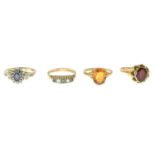15ct gold garnet single-stone ring,