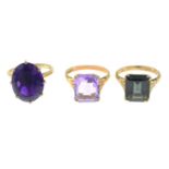 9ct gold amethyst single-stone ring,