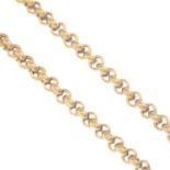 A 9ct gold belcher-link necklace.Import marks for Birmingham, 1984.