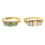 Late Victorian 18ct gold turquoise and diamond ring,