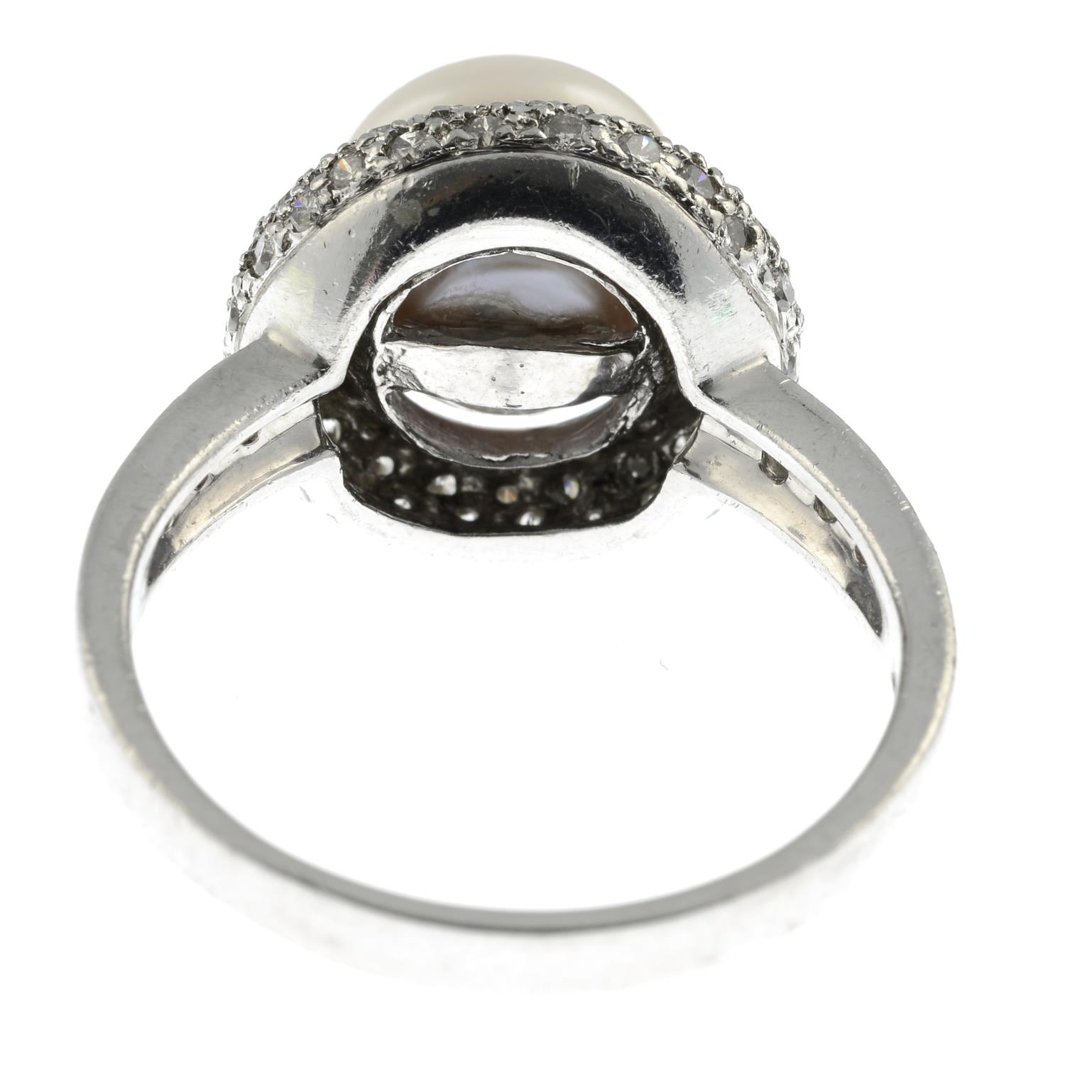 A platinum cultured pearl and pave-set diamond cocktail ring.Estimated total diamond weight - Image 2 of 2