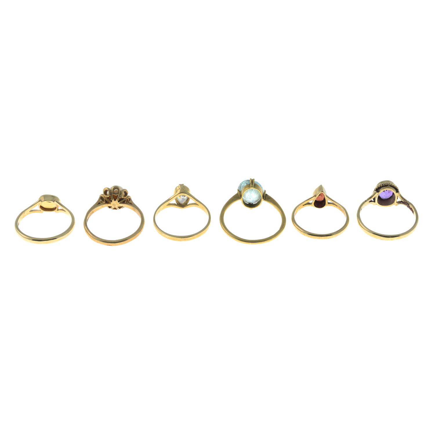 Six single-stone rings, - Image 2 of 3