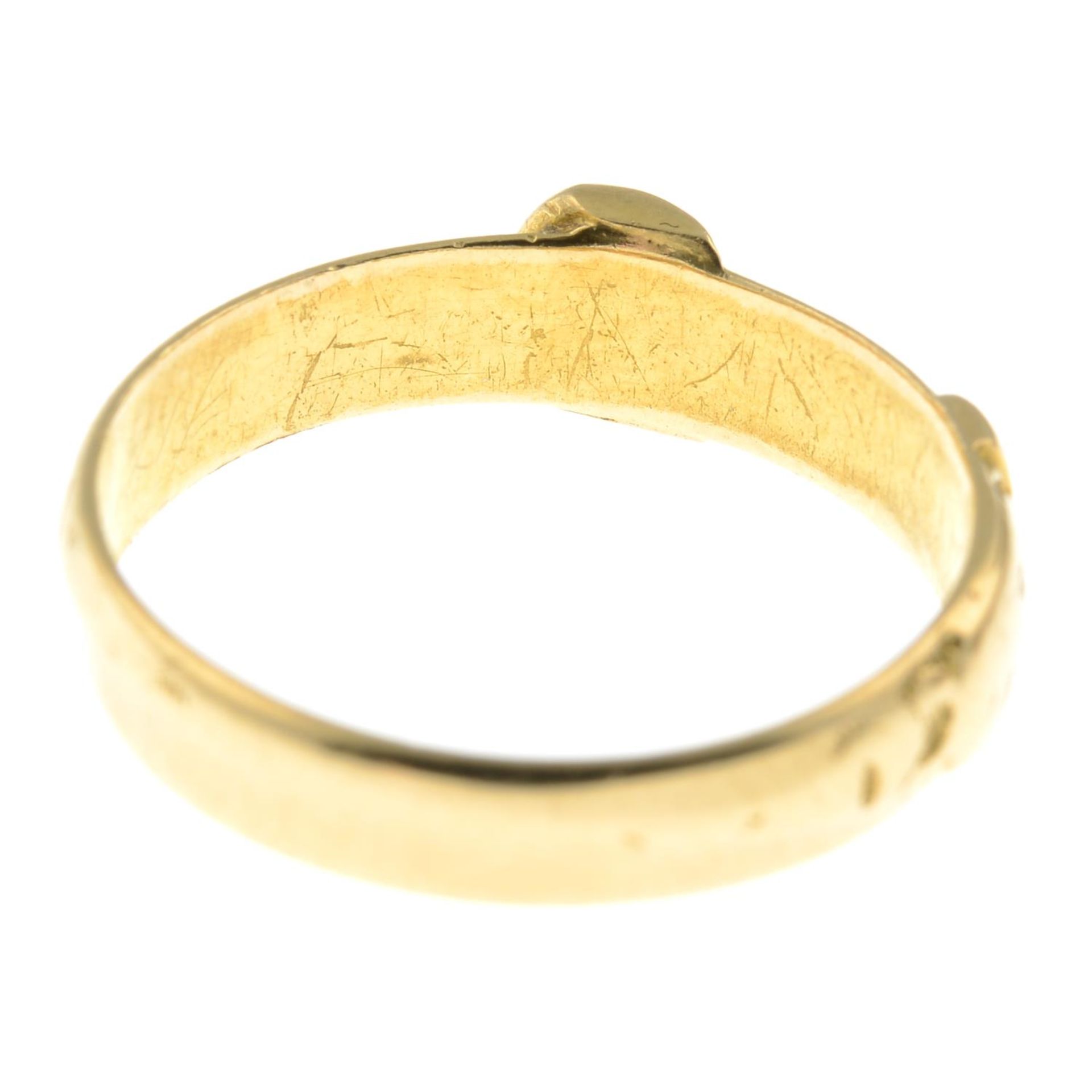 A mid Victorian 18ct gold buckle ring.Hallmarks for London, 1874. - Image 2 of 2