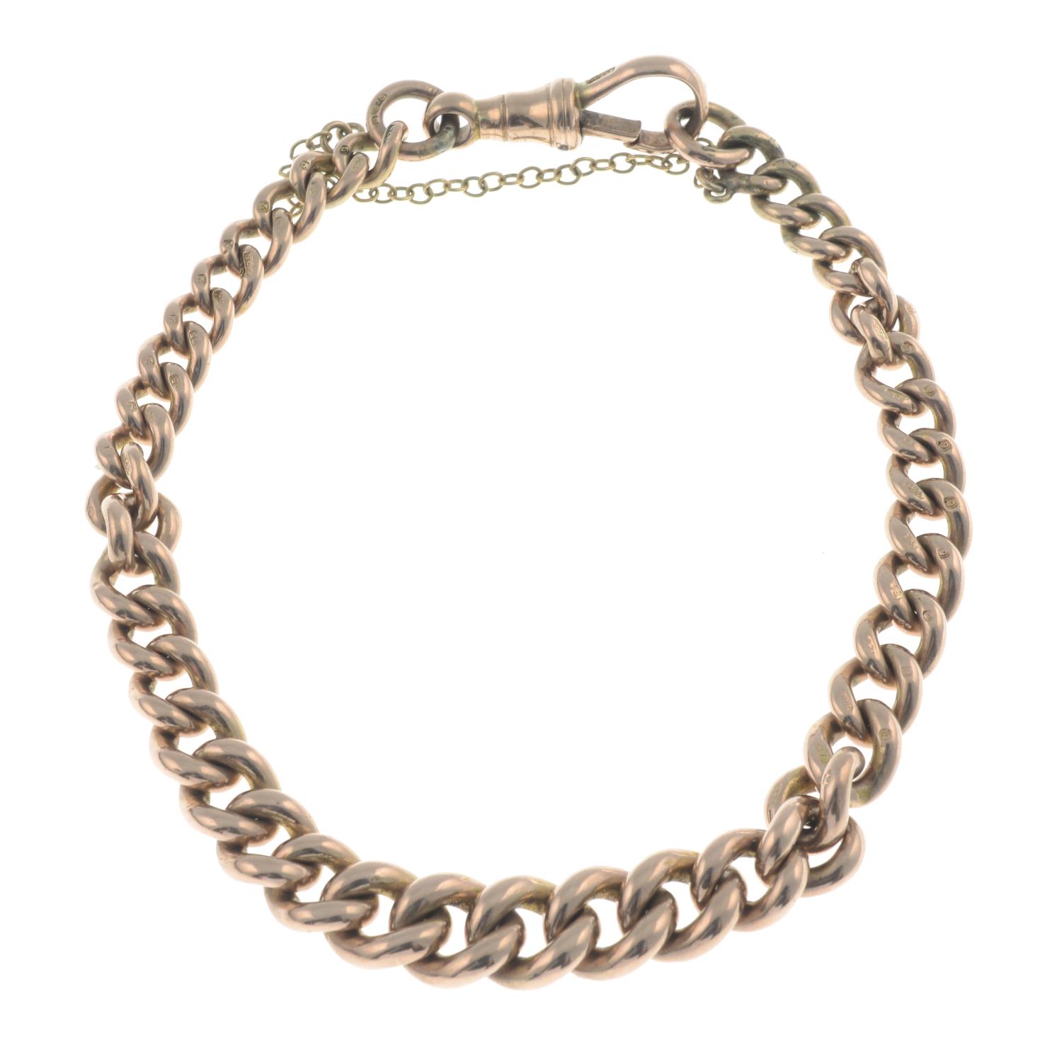 A 9ct gold curb-link bracelet.Hallmarks for 9ct gold. - Image 2 of 2