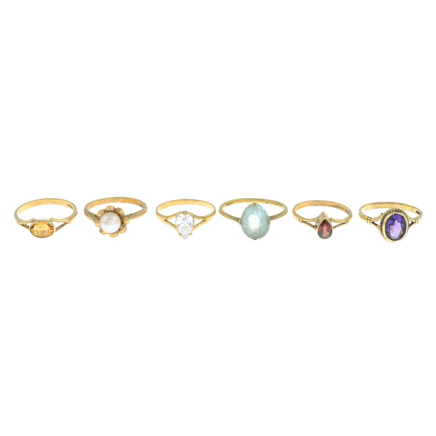 Six single-stone rings,