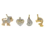 9ct gold cubic zirconia heart pendant, hallmarks for 9ct gold, length 2cms, 2.6gms.