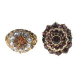 9ct gold garnet cluster ring,