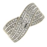 An 18ct gold diamond crossover dress ring.Total diamond weight 0.50ct,
