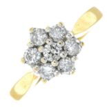 An 18ct gold diamond cluster ring.