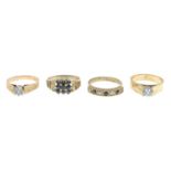 9ct gold diamond and sapphire half eternity ring,