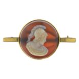 An early 20th century banded agate cameo brooch,