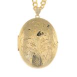 A 9ct gold foliate engraved locket,