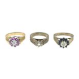 9ct gold ruby and diamond cluster ring, hallmarks for 9ctr gold, ring size N, 3.9gms.