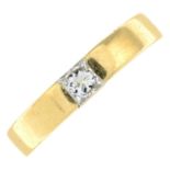 A square-shape diamond single-stone ring.