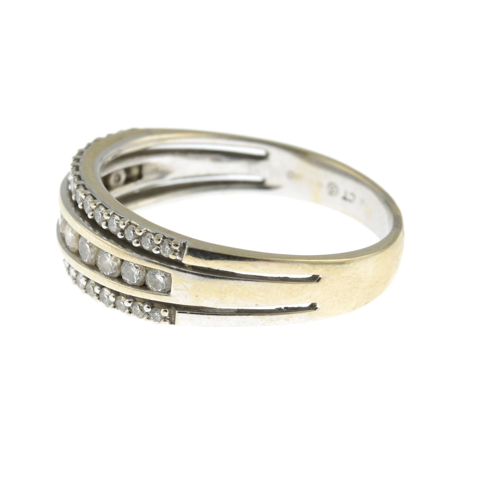An 18ct gold diamond three-row band ring.Estimated total diamond weight 0.60ct.Hallmarks for - Bild 2 aus 3