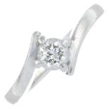 A platinum brilliant-cut diamond crossover ring.Diamond weight 0.33ct,