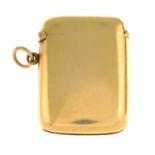 An Edwardian 15ct gold vesta case.Hallmarks for Chester, 1906.