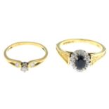 18ct gold sapphire and diamond cluster ring,