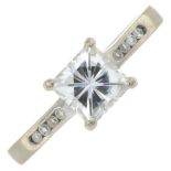 An 18ct gold synthetic moissanite ring.Hallmarks for Birmingham.Ring size N1/2.