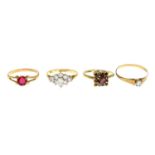 Six gem-set dress rings.