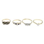 9ct gold diamond single-stone ring,