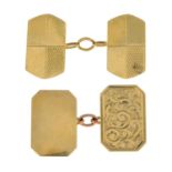 Three 9ct gold single cufflinks, a St.