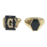 9ct gold onyx signet ring,