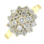 An 18ct gold diamond cluster ring.