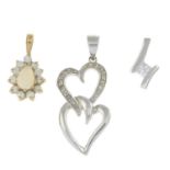 9ct gold diamond heart pendant,
