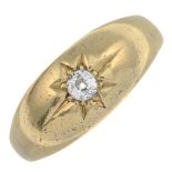 A late Victorian 18ct gold old-cut diamond band ring.Estimated diamond weight 0.10ct.Hallmarks for