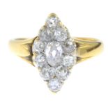 An early 20th century 18ct gold old-cut diamond cluster ring.