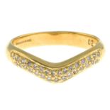 An 18ct gold pave-set diamond chevron ring.Total diamond weight 0.20ct, stamped to band.