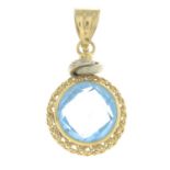 A blue topaz bi-colour pendant.Length 3.1cms.