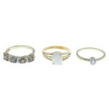 9ct gold andalusite and colourless gem dress ring, hallmarks for 9ct gold, ring size N, 2.9gms.