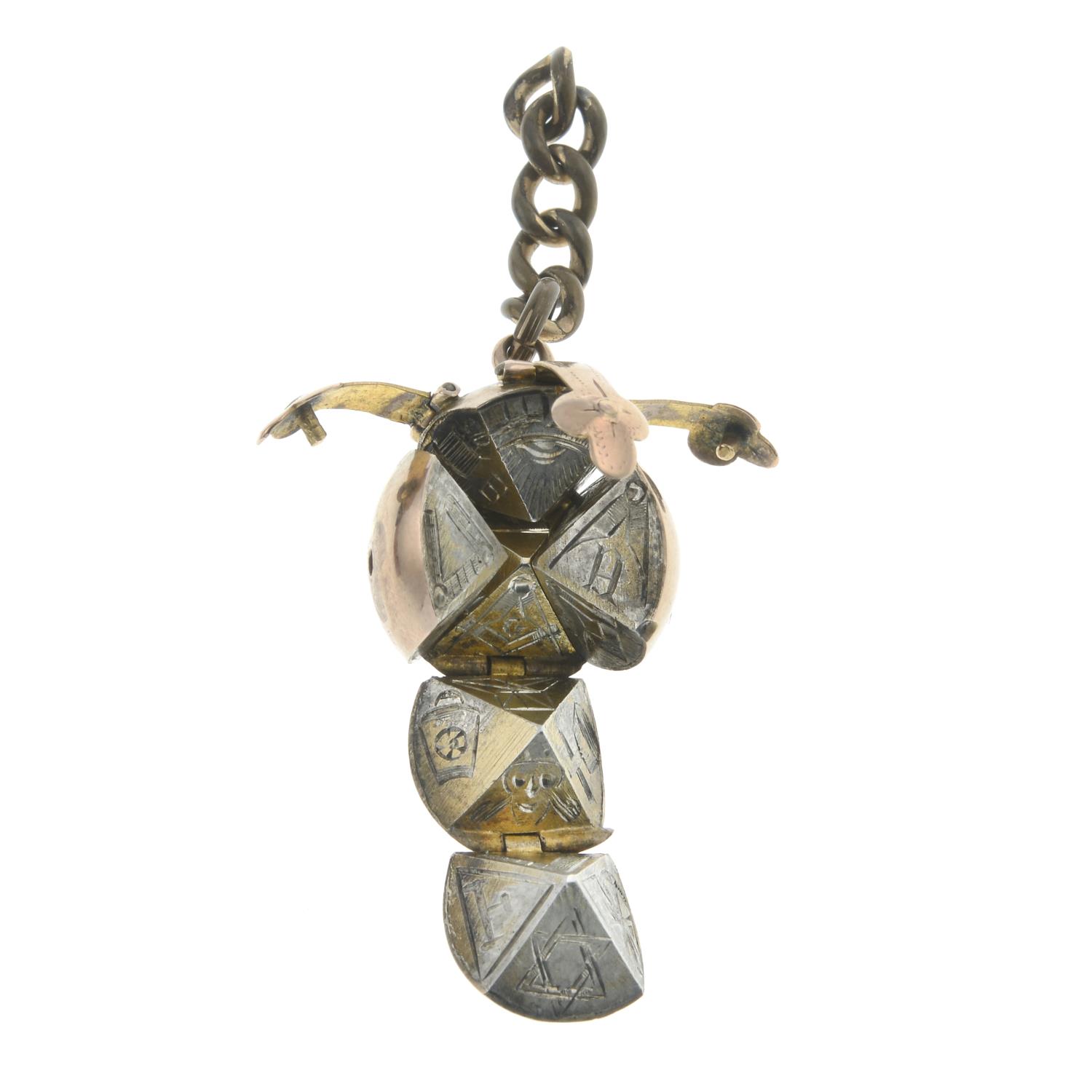 A Masonic ball pendant.Full length 5.3cms. - Image 2 of 2