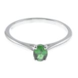 An 18ct gold tsavorite garnet single-stone ring.Tsavorite garnet weight 0.32ct.