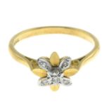 A 1970s 18ct gold single-cut diamond floral cluster ring.Hallmarks for Birmingham,