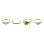 Early 20th century 19ct gold brilliant-cut diamond single-stone ring,