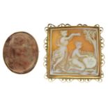 Mid 20th century gold shell cameo brooch,