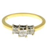 An 18ct gold square-shape diamond cluster ring.