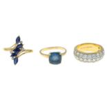 9ct gold sapphire and diamond dress ring, hallmarks for 9ct gold, ring size U, 2.9gms.