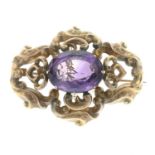 A late 19th century amethyst brooch.Length 5.6cms.