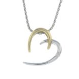 9ct gold diamond accent bi-colour pendant,