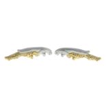 A pair of 18ct gold and steel bi-colour jaguar cufflinks, by Jaguar.Signed Jaguar.