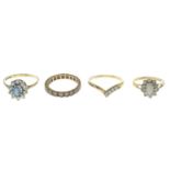 9ct gold opal and cubic zirconia cluster ring,