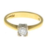 An 18ct gold brilliant-cut diamond single-stone ring.Diamond weight 025ct,