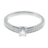 A palladium diamond ring.Total diamond weight 0.50ct, stamped to band.